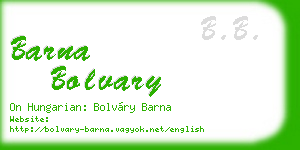 barna bolvary business card
